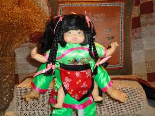 Chinese Mother Fu Lam Doll with Baby Carrier LTD Rare  