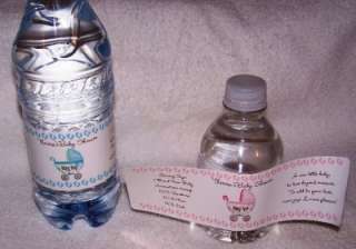 40 BABY SHOWER WATER BOTTLE LABELS GLOSSY / WATER PROOF  