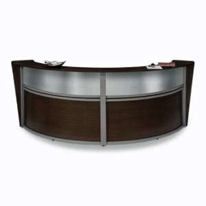 Marque Curved Double Reception Station with Plexi Panel Cherry Finish 
