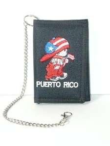 TRI FOLD WALLET WITH CHAIN   PUERTO RICO BOY  