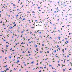   , Calico With a Sweet Pink Background Tiny Blue Flowers BTY  