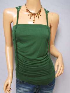 Free Ship Sexy Ruched Embroidered Hippie Tank Top S/M L  