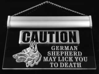 s180 b Caution German Shepherd Lick Dog Neon Light Sign  