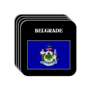 US State Flag   BELGRADE, Maine (ME) Set of 4 Mini Mousepad Coasters