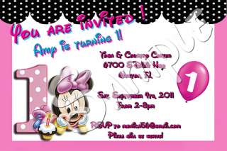 Baby Minnie Mouse Custom Birthday Invitation YOU PRINT!  