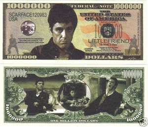 Tony Montana Scarface One Million Dollars Note 2 for $1  