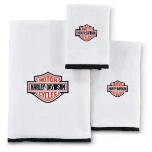  White Harley Davidson 3Pc Bath Towel Set: Home & Kitchen