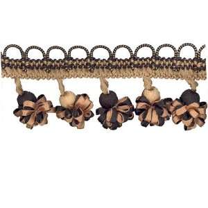  Tocho Looped Onion Ball Fringe Khaki/Black By The Yard 