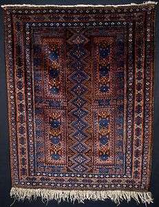 ANTIQUE BALUCH RUG, SMALL SIZE, BEAUTIFUL ANIMALS, GREAT BLUE, LATE 