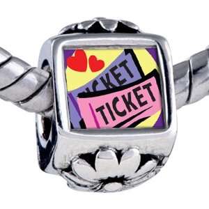  Pandora Style Bead Love Heart Tickets Beads Fits Pandora 