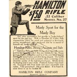  1907 Ad Hamilton .22 Caliber Rifle Plymouth Michigan 