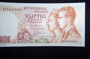 Pristine, Gem 1966 Belgium Franc Banknote  