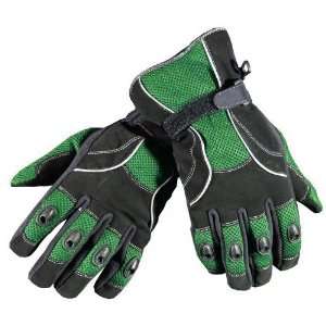   : REFLECTIVE LEATHER MESH MOTORCYCLE BIKE GLOVES Green M: Automotive
