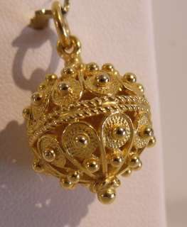 18K YELLOW GOLD 3D VERY ORNATE BAUBLE CHARM PENDANT 6.9gr  