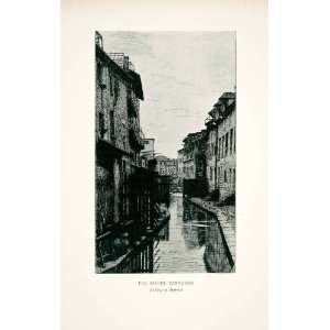 1907 Print Bievre Tanneries Paris France Waterway Buildings   Original 