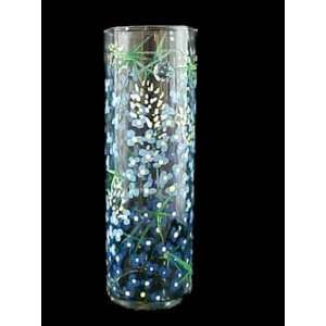   Hand Painted   Large Glass Cylinder Vase   10 tall: Home & Kitchen