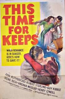 THIS TIME FOR KEEPS (1942) BEAUTIFUL ANN RUTHERFORD ONE SHEET POSTER 