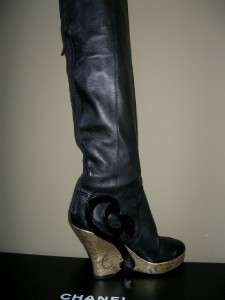  MOSCOW BLACK RUNWAY LEATHER THIGH HIGH BOOTS 39.5 9 NEW NIB  