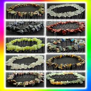 NEW Gemstone Chip Beaded Elasticated Bracelets/Anklets Semi   Precious 