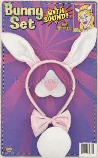   Tie, Tail, and Headband with Ears. Press the Nose to hear a Bunny