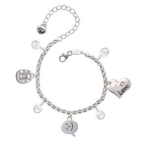  : )   Smiling Emoticon Love & Luck Charm Bracelet with 