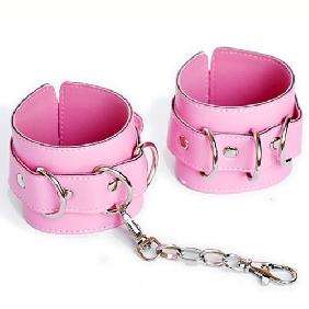 Pink Leather bongage Restraints handcuffs  
