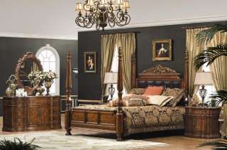 Antiqued Walnut 5 Pc Georgian Queen Bedroom Set  