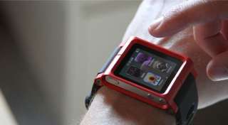LunaTik Multi Touch watch band for iPod Nano 6 Red Aluminum case 