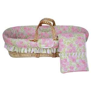  Flower Basket Moses Basket in Pink, Green and White: Baby