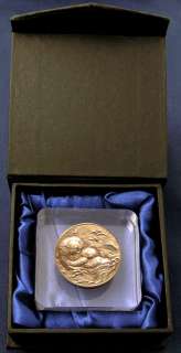 Sea Otter Bronze Wildlife Medallion On Crystal  