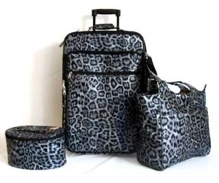 CarryOn 3 pc Travel Set Bag Rolling Wheel Luggage Beauty Case Purse 