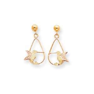  10k Black Hills Gold Hummingbird in Oval Earrings: Jewelry