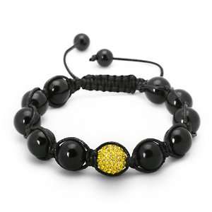  Mens Adjustable Black and Yellow Single CZ Jabari Disco 