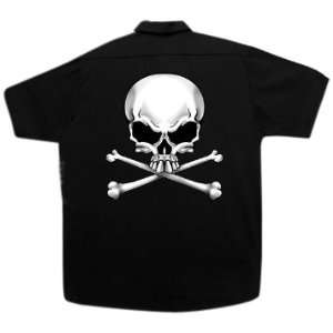   Black Medium Skull and Bones Mechanics Work Shirt Automotive