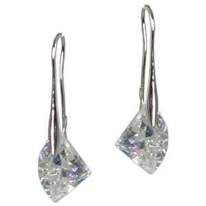    Modern Sterling Silver Triangular CZ Clear Earrings: Jewelry