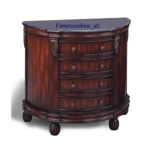 Cherry Finish Marble Top Entry Way Accent Bombe Chest:  