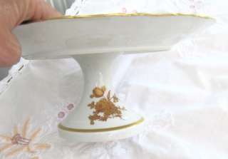 GORGEOUS LIMOGES FOOTED CAKE PLATE W/GOLD FLOWERS  