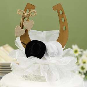 Western Horseshoe Hearts Hats Wedding Cake Top Topper  