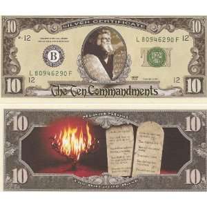  The Ten Commandments $10 Dollar Novelty Bill Collectible 