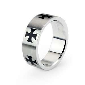  Stainless Steel Black Celtic Cross Men Band Ring Size 9 