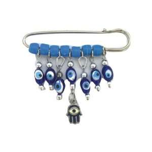  Blue Plastic and Metal Hamsa Eye Cradle Pin Everything 
