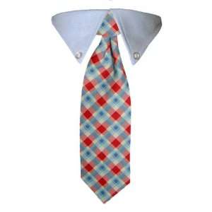  Dog Tie   Casual Red and Blue Plaid Dog Tie  Medium   Made 