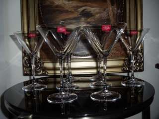 NIB 8 Pc Large French Crystal Cocktail Martinis, Cristal Darques 