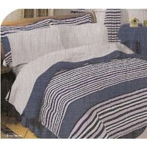  Stripe Comforter Bed Set Navy XL Twin   6 Piece
