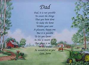 PERSONALIZED DAD POEM BIRTHDAY, CHRISTMAS, FATHERS DAY GIFT IDEAS 