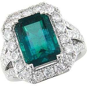 Colombian Emerald and Diamond Ring in 18kt white gold