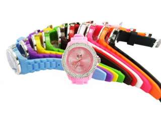   Crystal Quartz Silicone Black Fashion Sport WristWatch M576B  