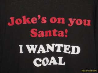 XL XLARGE Graphic Tee Shirt Tshirt Black Santa Coal NEW Christmas Xmas 