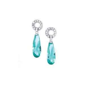  Sterling Silver White and Teal Blue Color Cubic Zirconia 