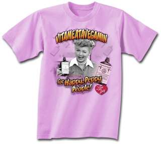 LOVE LUCY Vitameatavegamin For Happy, Peppy People! T Shirt **NEW 